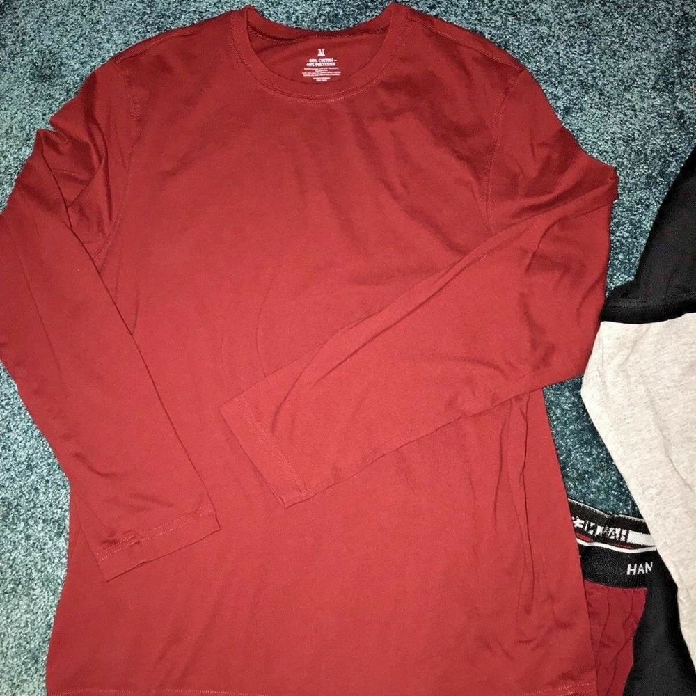 Hanes Separates-2 Tops-1 Pant-black/grey/maroon-M - Picture 6 of 8